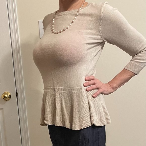 Ann Taylor Peplum Blouse Petite Small - Picture 1 of 3